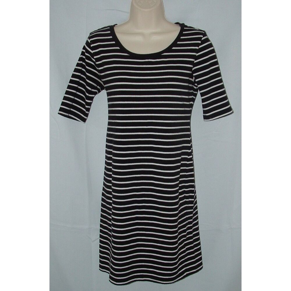 PHILOSOPHY Black & White Striped Sz Medium Casual Stretchy Cotton Comfy Dress